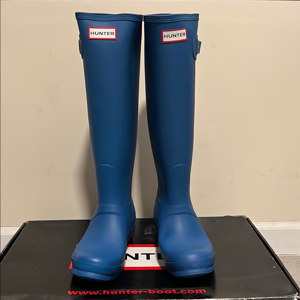 NEW Hunter Original Talk Rain Boots in Denim Blue, US 8